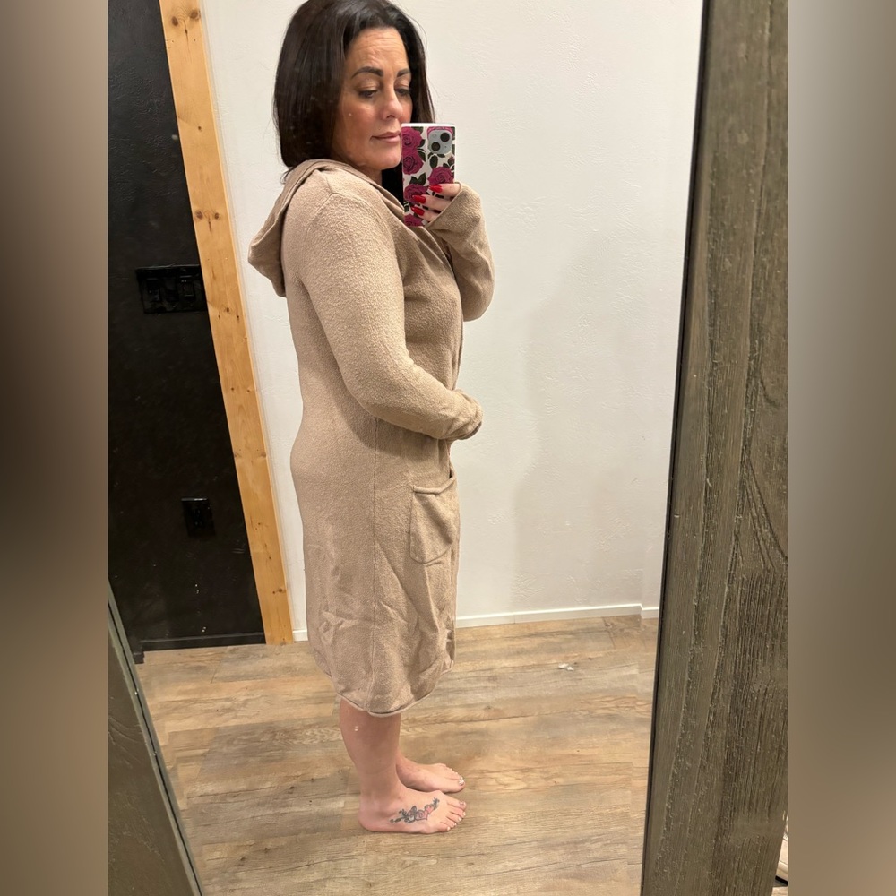 Kaki long sweater light weight with hood